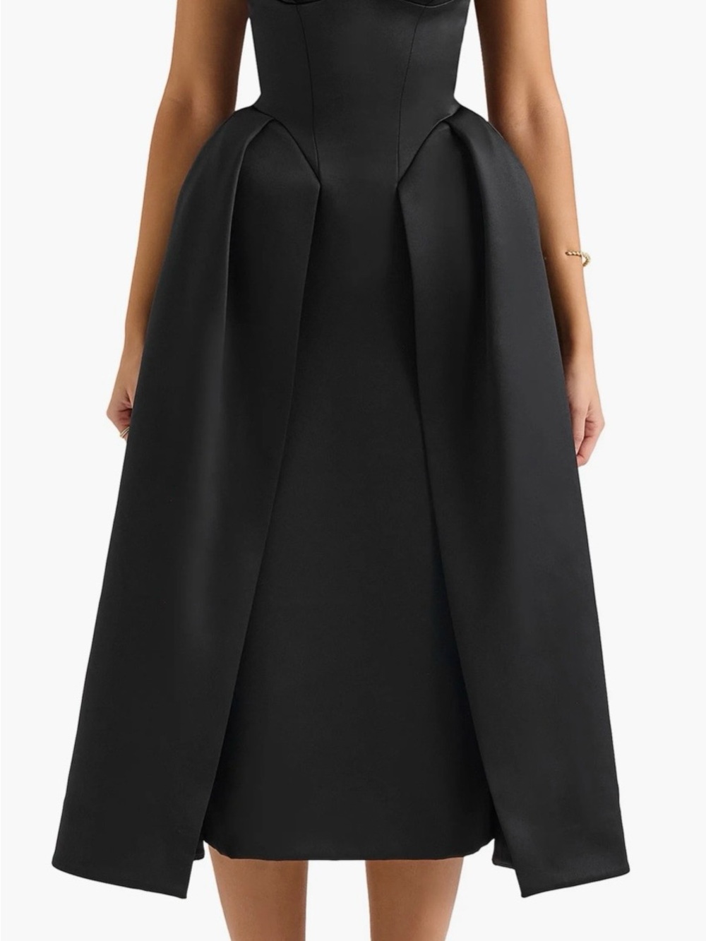 New House Of CB Paloma Satin Twist Strap Midi Dress Black  XS (reg Cup)